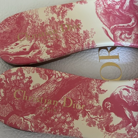 Dior off white and light pink dway toile de jouy embroidered slide - Picture 6 of 9
